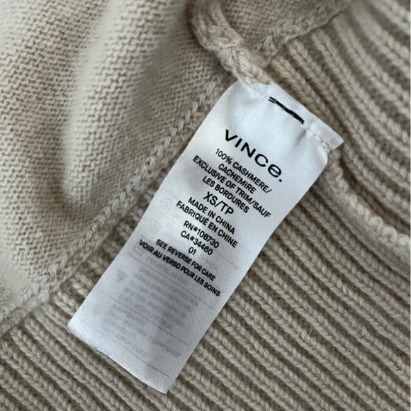 Vince. 100% Cashmere Ivory Cream Thick Knit Cardigan Sweater with Cuffed Sleeves - Picture 4 of 4